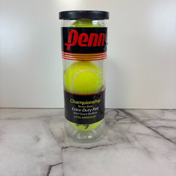 Lot Of 2 VTG Penn Tennis Balls 3 Championship Extra Duty Felt Hard Court Sealed. - Picture 1 of 5